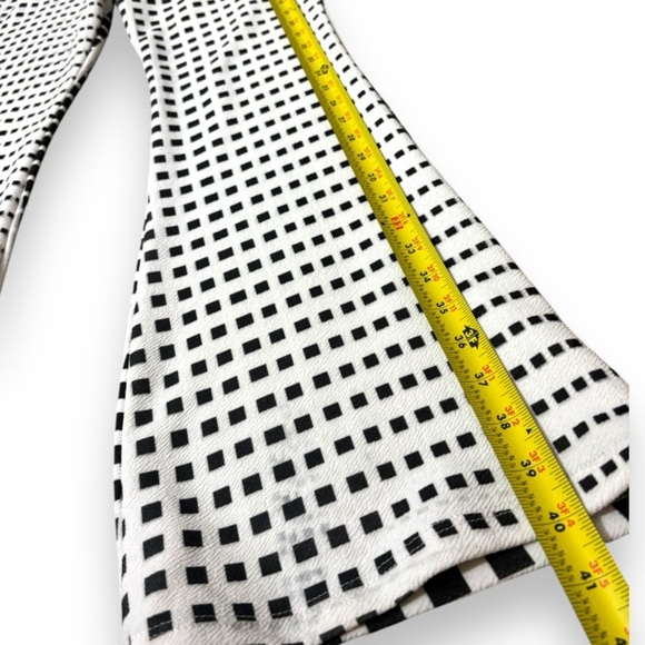 Casa Lee Black/White Pattern Stretch Elastic Waist Flared Vintage Inspired pants - Picture 6 of 14